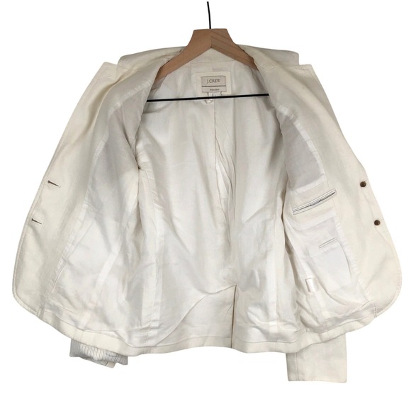 J CREW Schoolboy Linen Blazer Women's Sz 4 Ivory Lined Business Academia Preppy - Picture 2 of 12